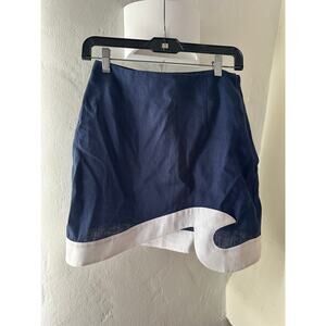 STAUD Leandro Wave Skirt Navy White S